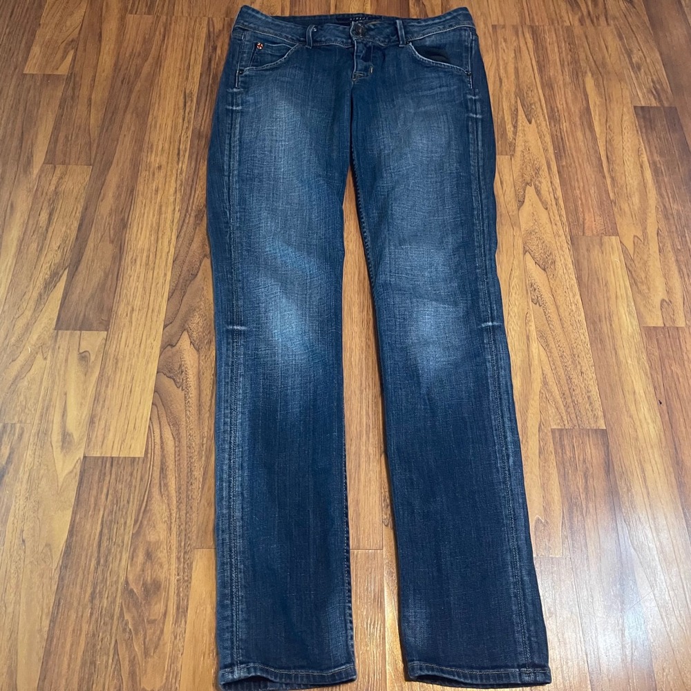 Hudson Jeans Womens 28 Straight Leg Flap Pocket Dark Wash Stretch Denim W422DHK